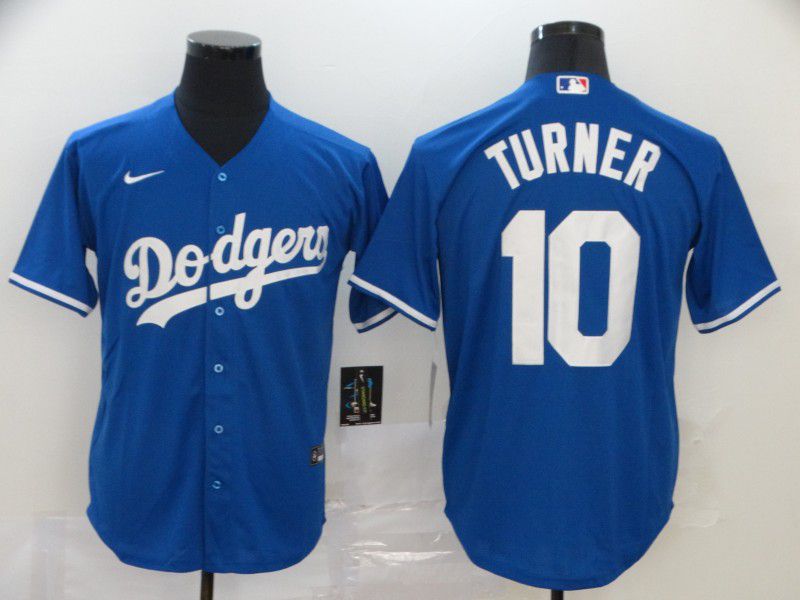 Men Los Angeles Dodgers #10 Turner Blue Nike Game MLB Jerseys->women mlb jersey->Women Jersey